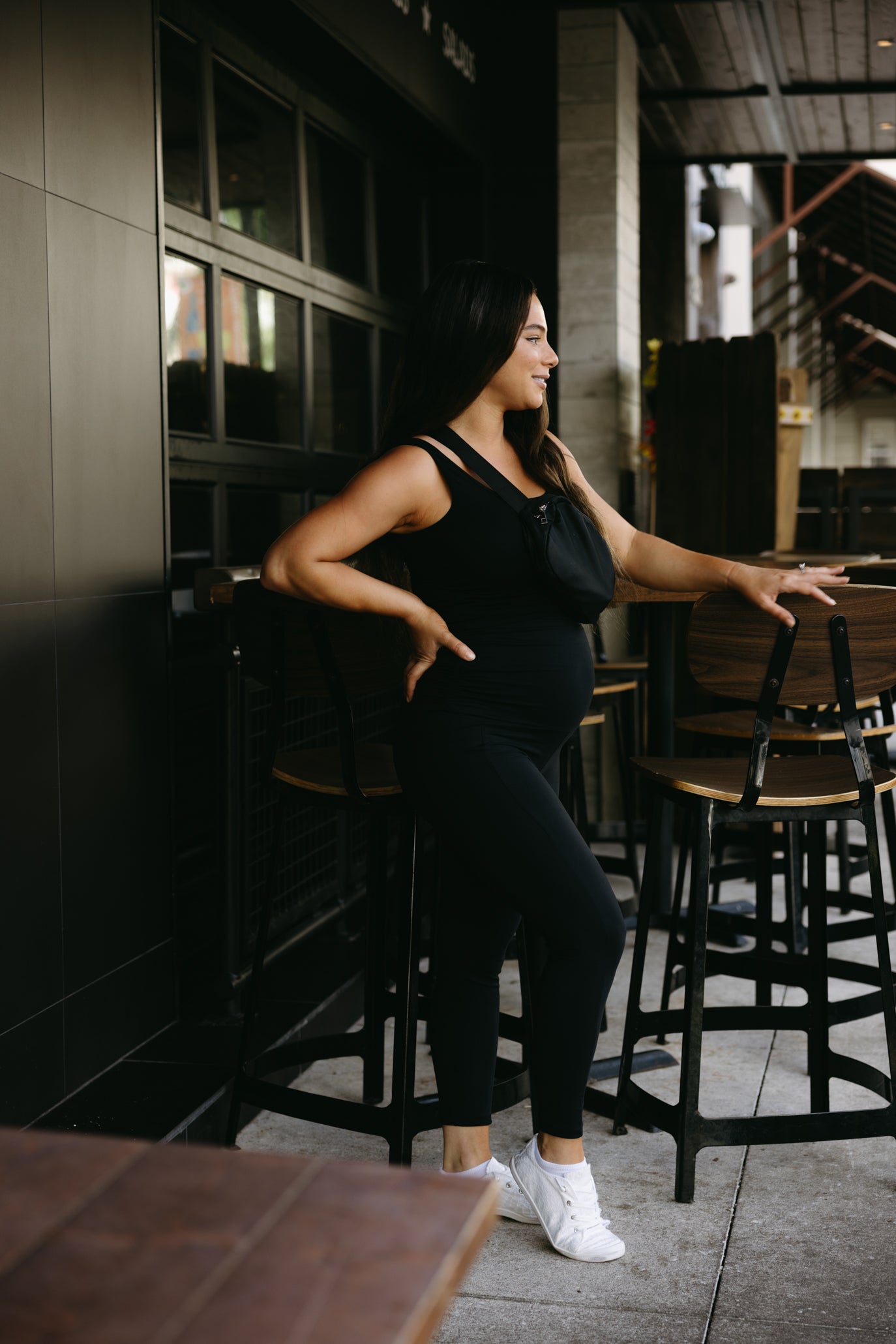 Maternity Leggings with Pockets-Black