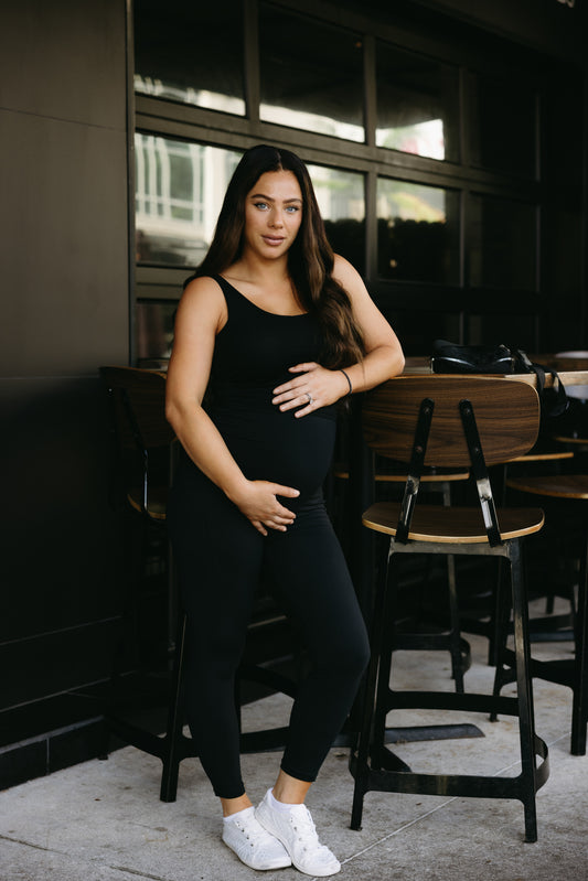 Maternity Leggings with Pockets-Black
